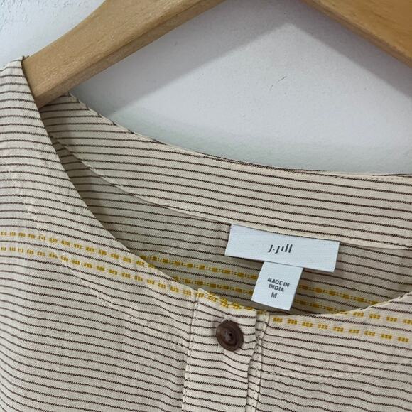 J. Jill Brown & Yellow Stripe Blouse Size Medium - Picture 3 of 5